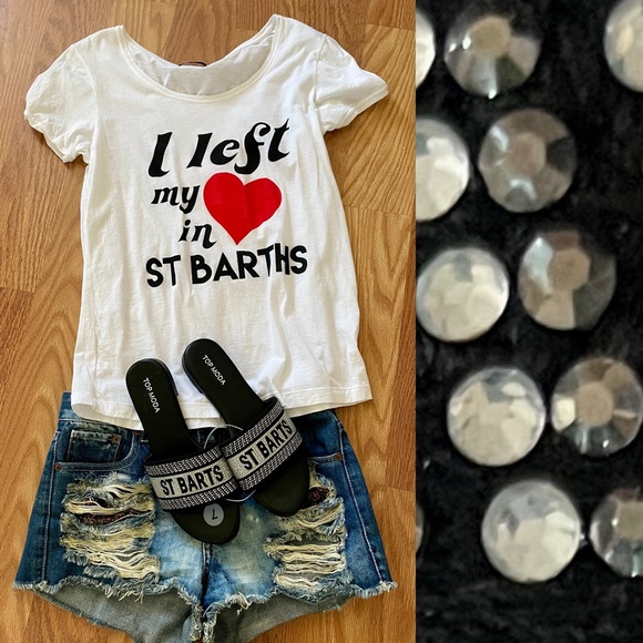 Chic Top Moda NWT Rhinestone ST. BARTS Slip-On Flat SANDALS size 7 - Picture 7 of 10